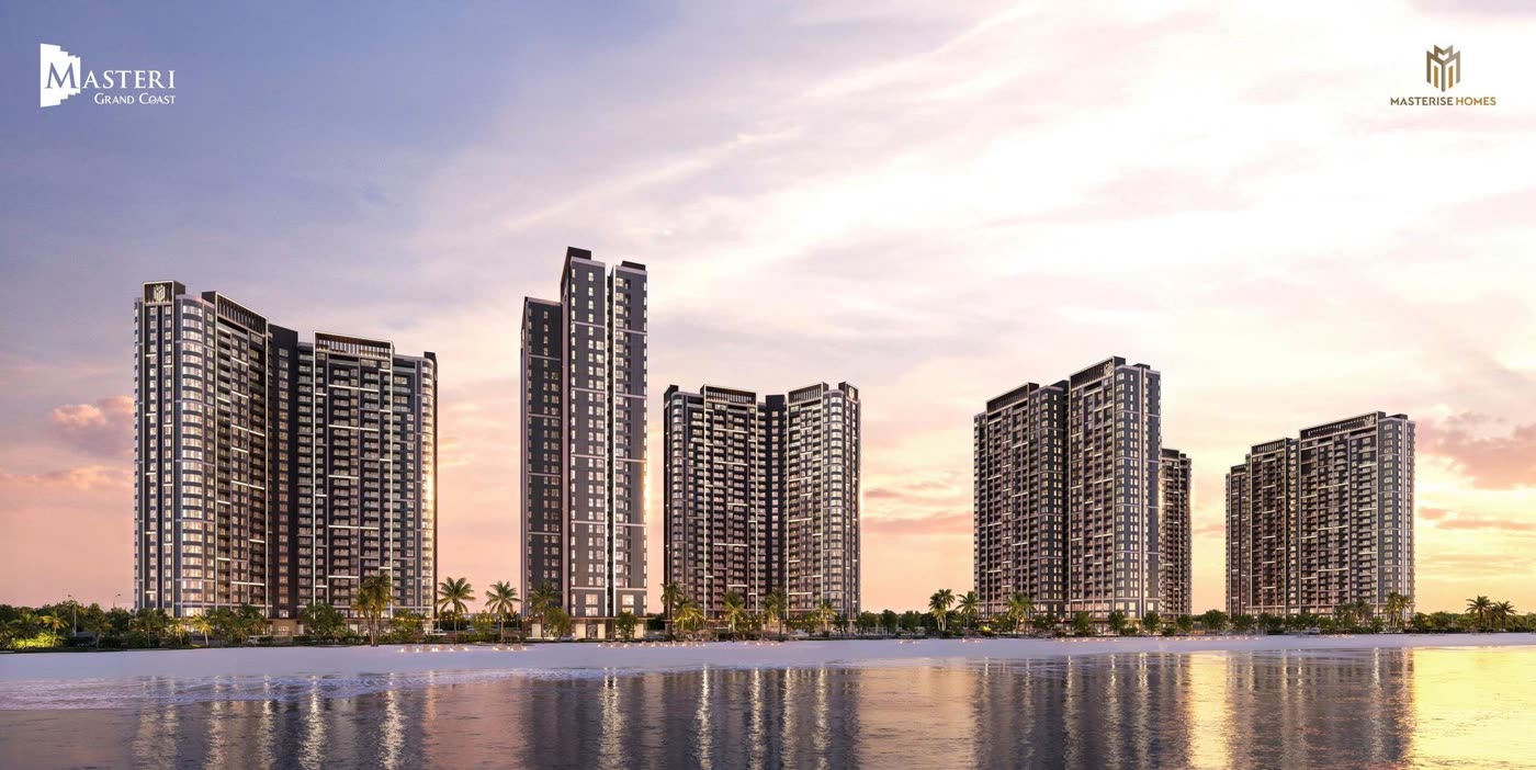 Phối cảnh Masteri Grand Coast nhìn từ hồ tạo sóng