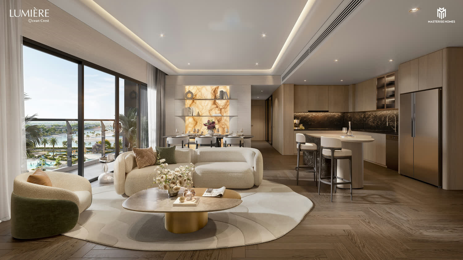 Hệ cửa kính Low-E cao sát trần — LUMIÈRE Ocean Crest
