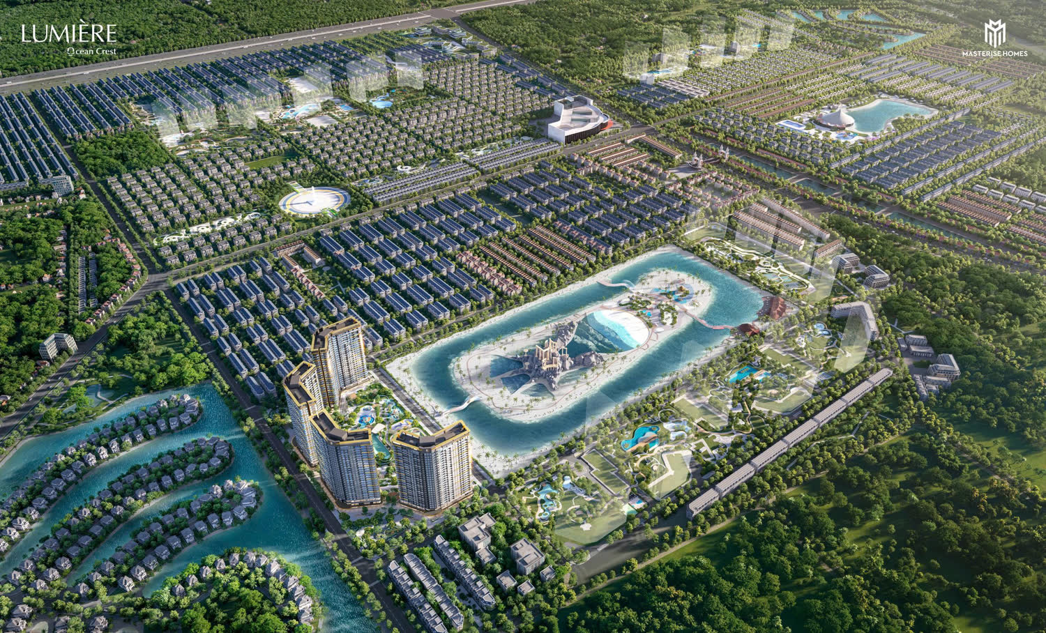 Phối cảnh vị trí LUMIÈRE Ocean Crest trong khu đô thị Ocean Park 2